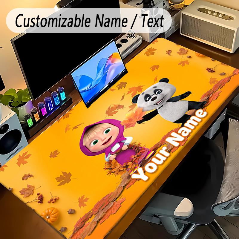 Large Mouse PadMasha and the Bear Custom Name Text Personalized Desk Mat Non Slip Gaming Pad