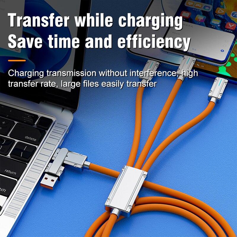 Telefon mobil tip C 3 în 2, cablu USB de încărcare rapidă de 66 W, potrivit pentru iPhone, Huawei, OPPO, Xiaomi, Samsung, Redmi, cablu de încărcare