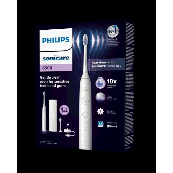 Brosse à dents - PHILIPS - HX7410/02 - Sonicare - Serie 6500 - Blanc - Eléctrique