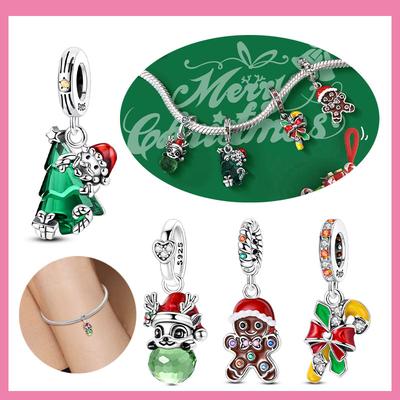 Copper Beads Elk Crystal Nice Tree Christmas Halloween Charm Pendent Fit Original Bracelet Women Jewellery Gift