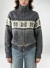 Women's Fair Isle Color-Block Zip-Up Sweater Coat: Autumn/Winter, Loose Fit, Flaw-Covering, Slimming, Soft & Cozy Knit Cardigan