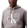 Calvin Klein Logo Kangaroo Pocket Hooded Long Sleeve Sweatshirt Men sweatshirt Medium-Gray 40BM800-030