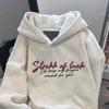 Unisex Kapuzenpullover Oversized Lockerer Schnitt Winter Dickes Fleecegefüttert Langarm Lässig Streetwear