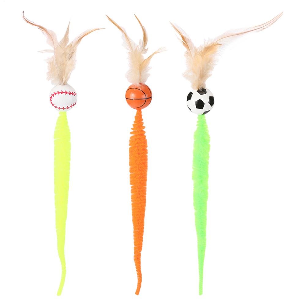 

Cat Bouncy Ball With Interactive Cat Toy Ball Teething High Elasticity 3 Piece Color Tail Bird Hunting Play For Pet Exercise