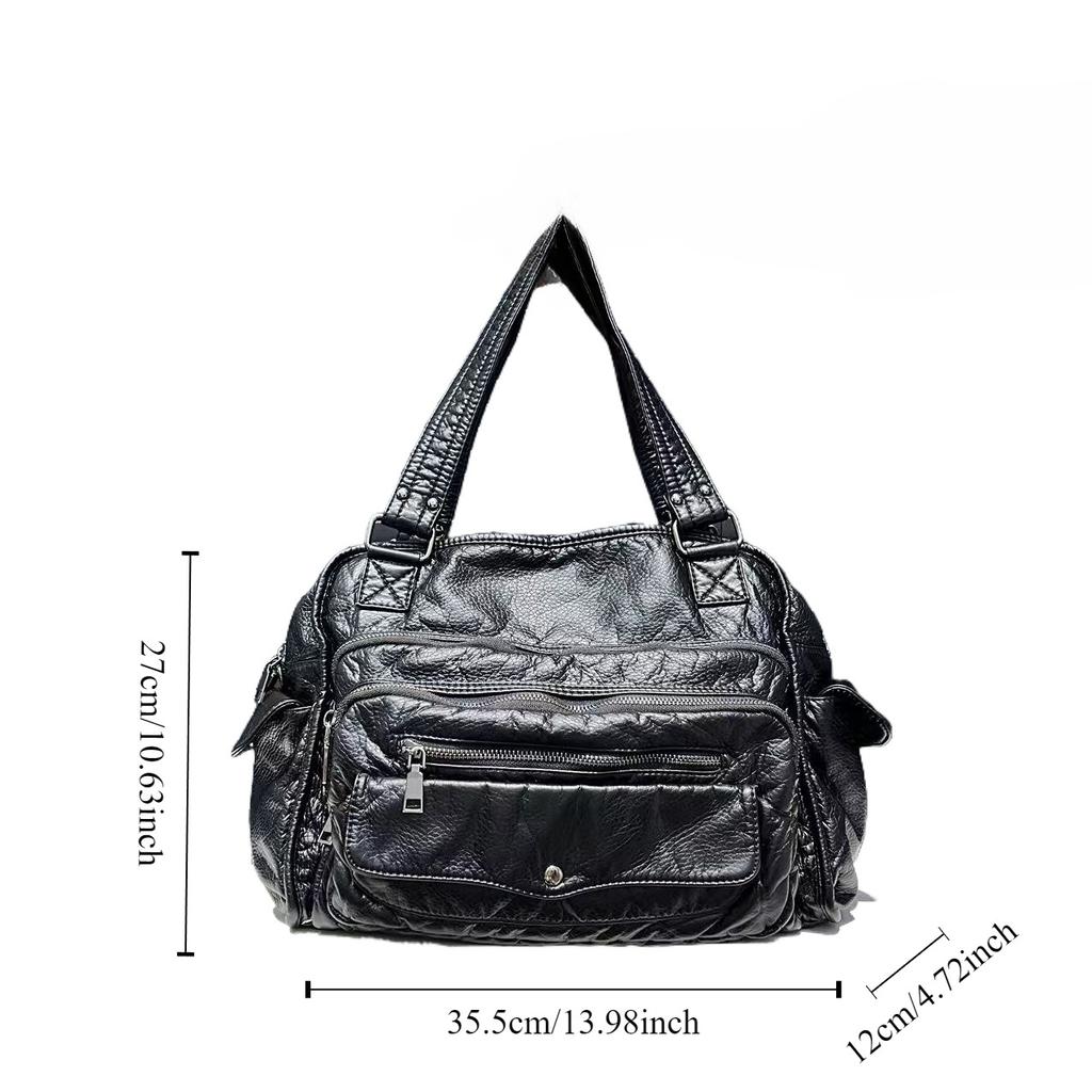 Women'S Front Pocket Tote Bag Large Capacity Wash Versatile Spice Girl Shoulder Bag
