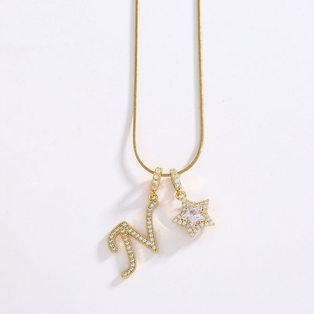26 Alphabet Pendant Initial Letter Star Necklace Couple Name Jewelry Gifts