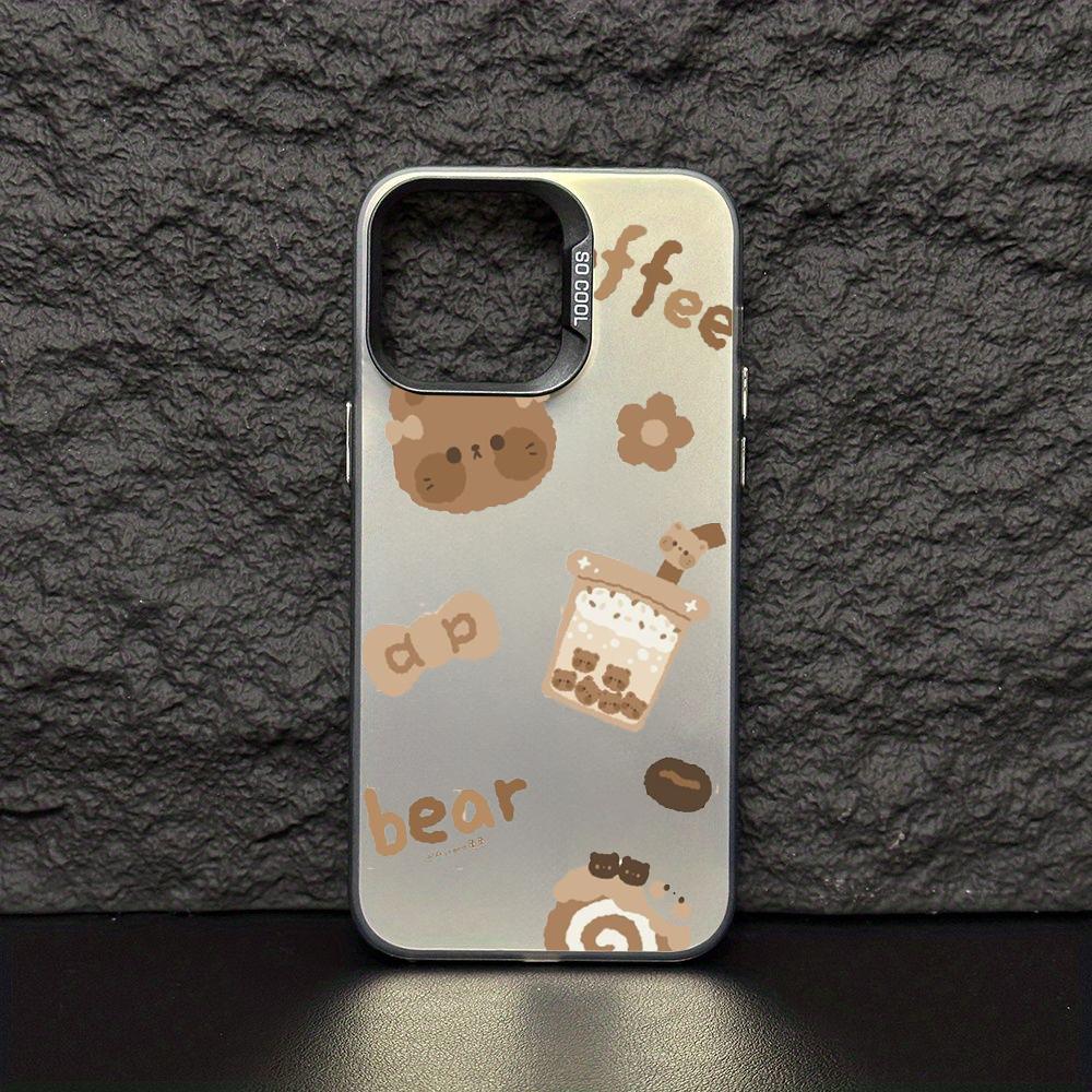 Teddy Cute bear cartoon pattern Phone Case Magnetic IMD Colorful Silver case for iPhone 17 16 15 14 13 12 Pro Max