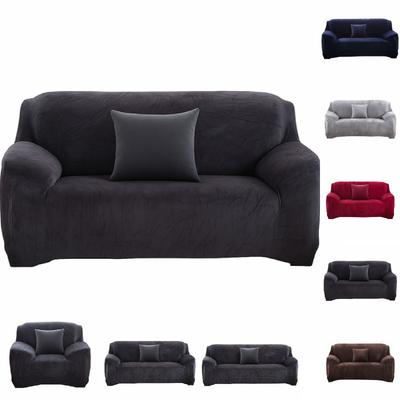 Stretch Velvet Sofa Slipcover for 1/2/3/4-Seater, Non-Slip Couch Cover Furniture Protector with Pillowcase