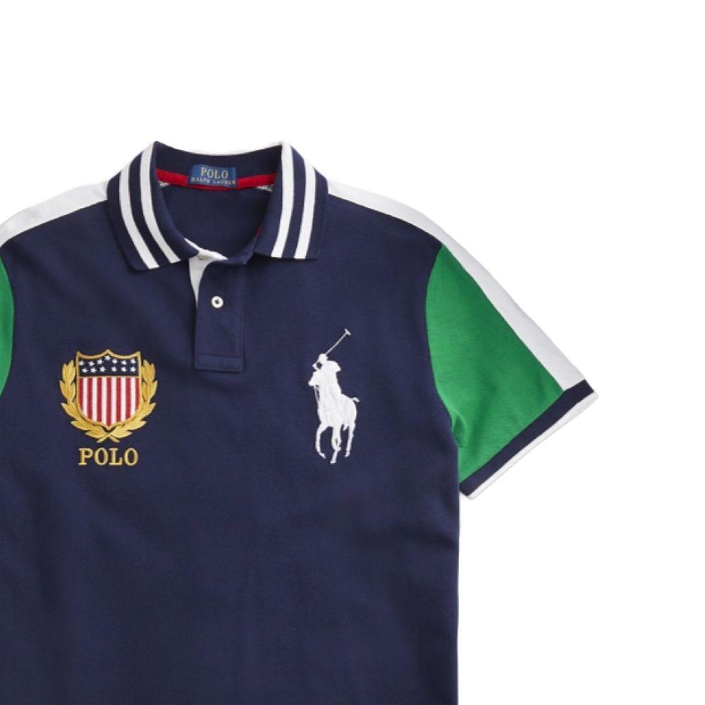 Polo Ralph Lauren Color Block Big Pony Logo Embroidered Short Sleeve Polo Shirt Men Polo Shirts Navy-Blue 710800516-001