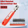1/10/20Pc Heavy-Duty Mini Ratchet Screwdriver Set - 36-Teeth, Right Angle/Phillips/Hex, Compact Case