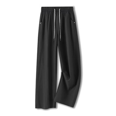 Gray Straight Casual Pants Breathable Wide Leg Pants Loose Breathable Pants