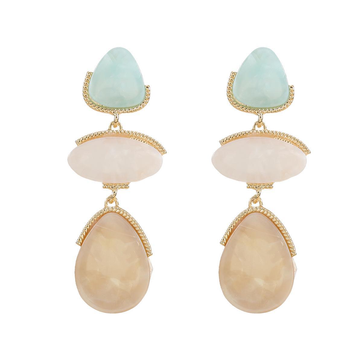 

Новые летние многослойные геометрические серьги из ацетата в форме капли воды для женщин зелёный/коричневый