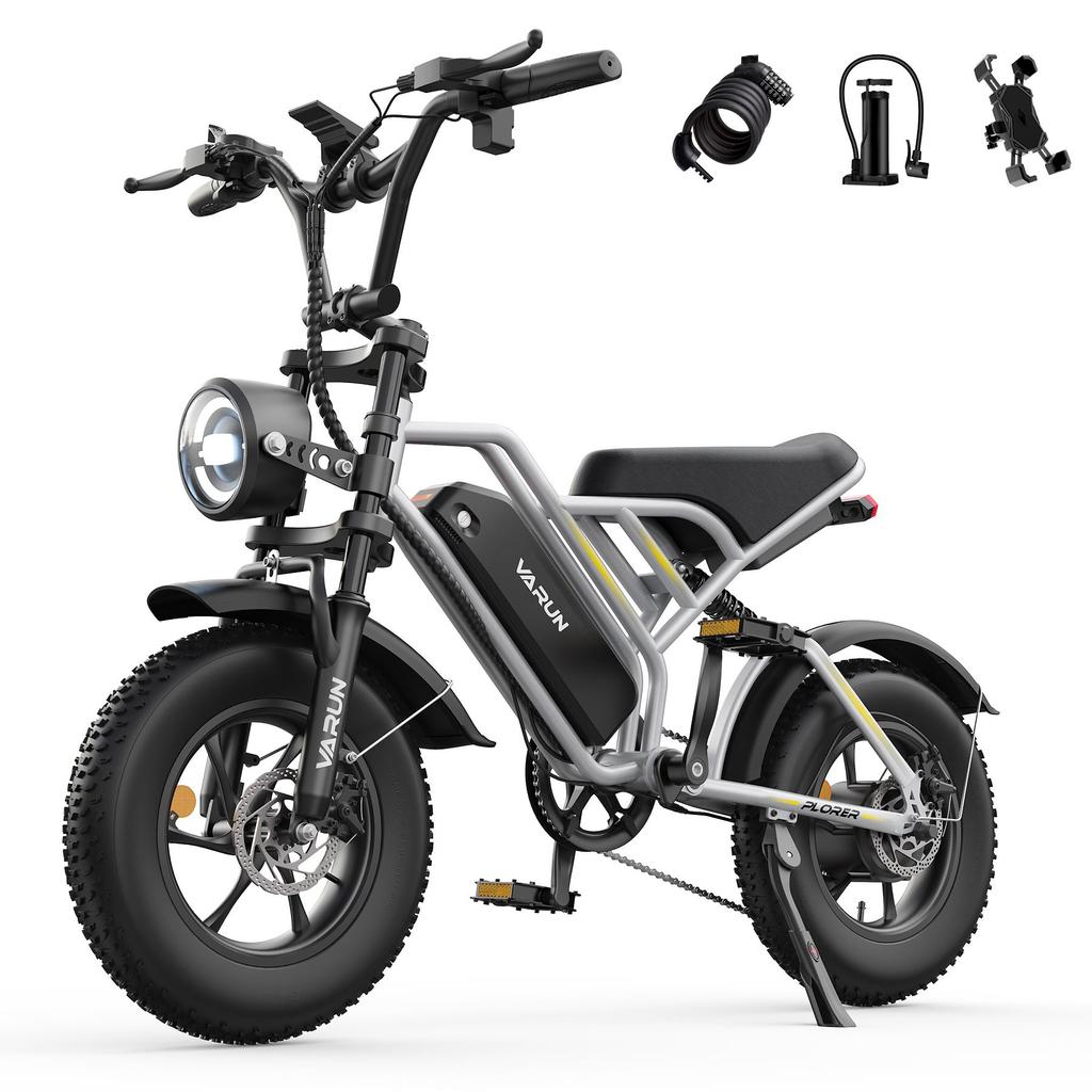 Varun Plorer All-Terrain Electric Bicycle 16 Inch Off- Road Fat Tires E-Mountain Bike 500W Motor 48V13Ah Battery Outdoor Riding Electric Bike