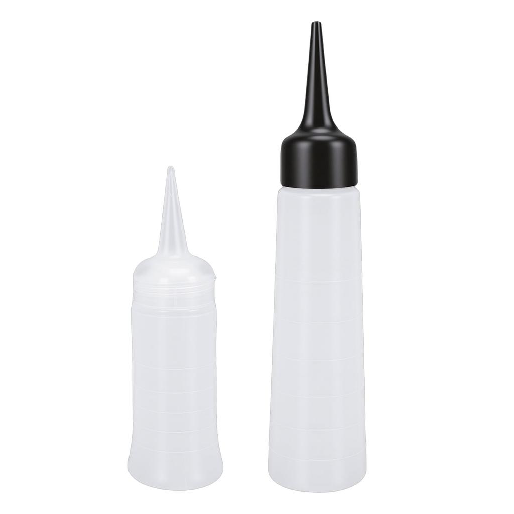 Flaconi Applicatori per Capelli 260ml Punta Dritta 150ml Punta Inclinata Flacone Spremere Capelli Ugello Pre Tagliato Scala Graduata Set 2 Pezzi