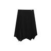 Solid Color Irregular Pleated Casual Long Skirt Women Skirts Black F11W241303F-BK