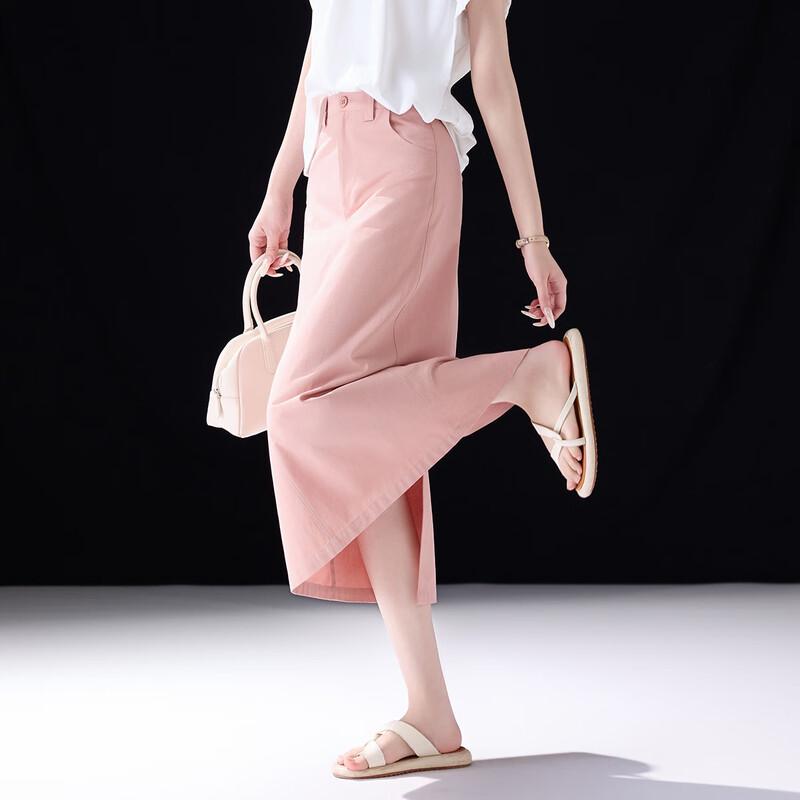 Demana Women's Pure Cotton Crossover Waist Straight Skirt