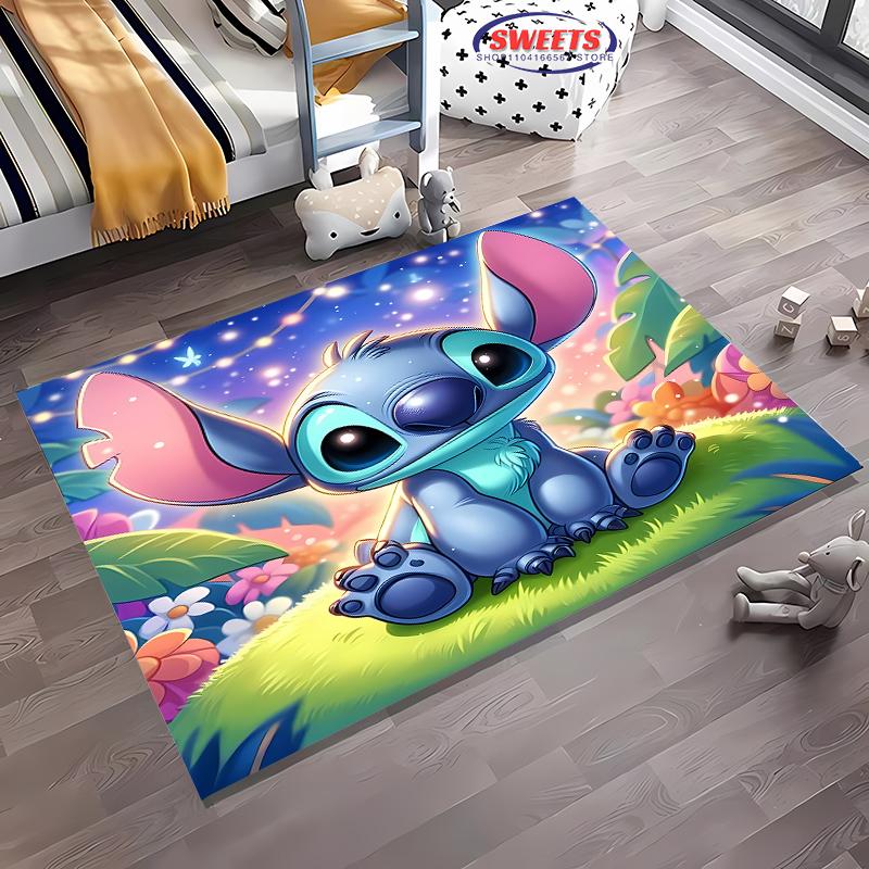 NO.5 Disney Lilo & Stitch Theme Carpet! Bedroom Living Room Bed Mat, Non-slip Exquisite Home Decor, Durable Machine Washable Rug