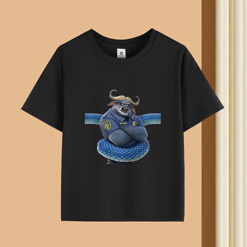 Dětské tričko s krátkým rukávem a kulatým výstřihem - 230g čistá bavlna s potiskem zvířat