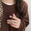 LATS Vintage Leopard Print Irregular Love Star Pendant Necklace Women's Long Sweater Chain Light Luxury Jewelry Accessories Gift