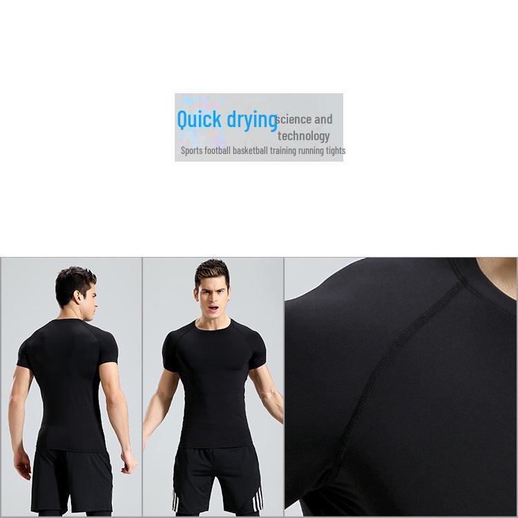 Men's Quick-Dry Compression Sports Tights & Short-Sleeve Running T-Shirt