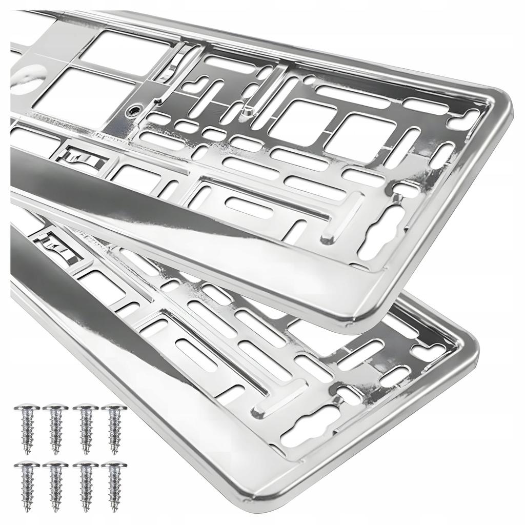 License Plate Frames Set of 2 Silver Universal Frames