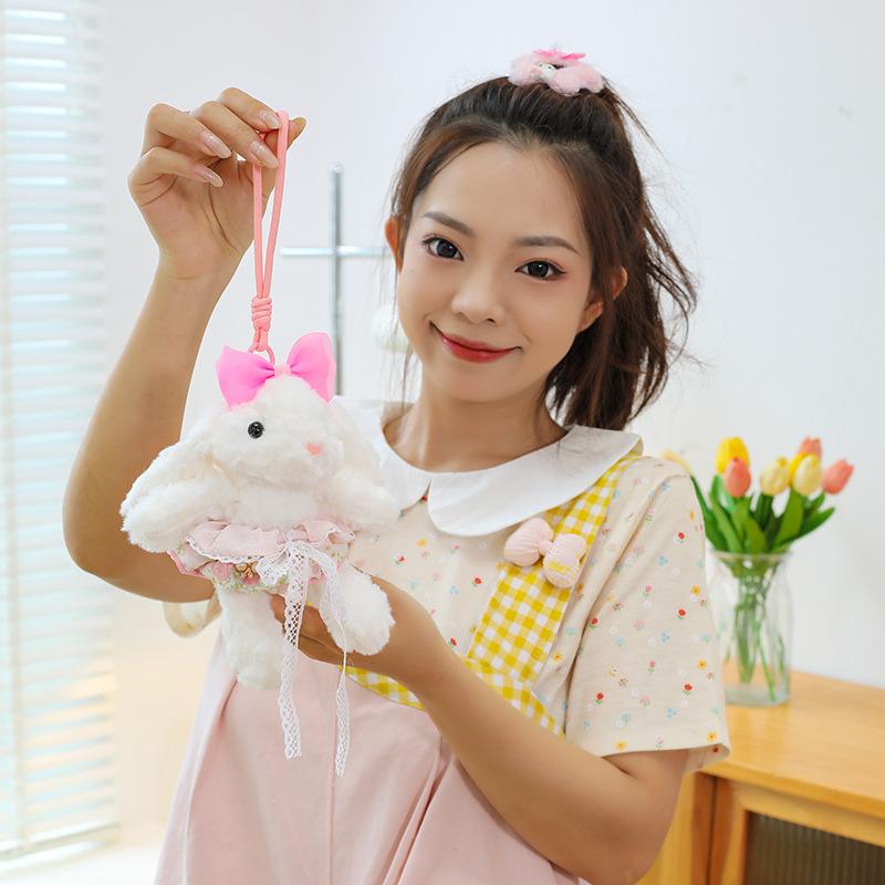 Popular Flower Dress Princess Rabbit Pendant Cute Long-eared Rabbit Keychain Girls Bag Boutique Pendant Doll