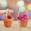 15/20 Stück Mini-Dekokörbchen Set Imitation Rattan Geflochten mit Griffen Miniatur Plastik Geflochtenes Körbchen Foto Requisiten Kleiner Korb