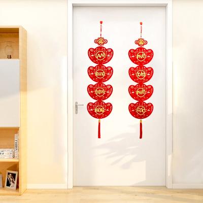 1 Pair Spring Festival Couplets New Year Decoration Hanging Pendant Lunar Vietnamese Red Lucky Ornament with Tassel 2025