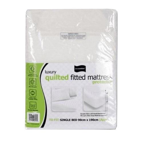 Protector de colchón ajustable y acolchado para cama individual Easy Comfort (Paquete de 2) Single blanco