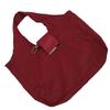 Foldable Handbag with Keychain Leather Nylon Expandable Reusable Grocery Bag for Shopping Market Travel Burgundy