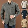 Men Shirt Solid Color Single-breasted Multi-pockets Wear-resistant Men Top for Daily Wear