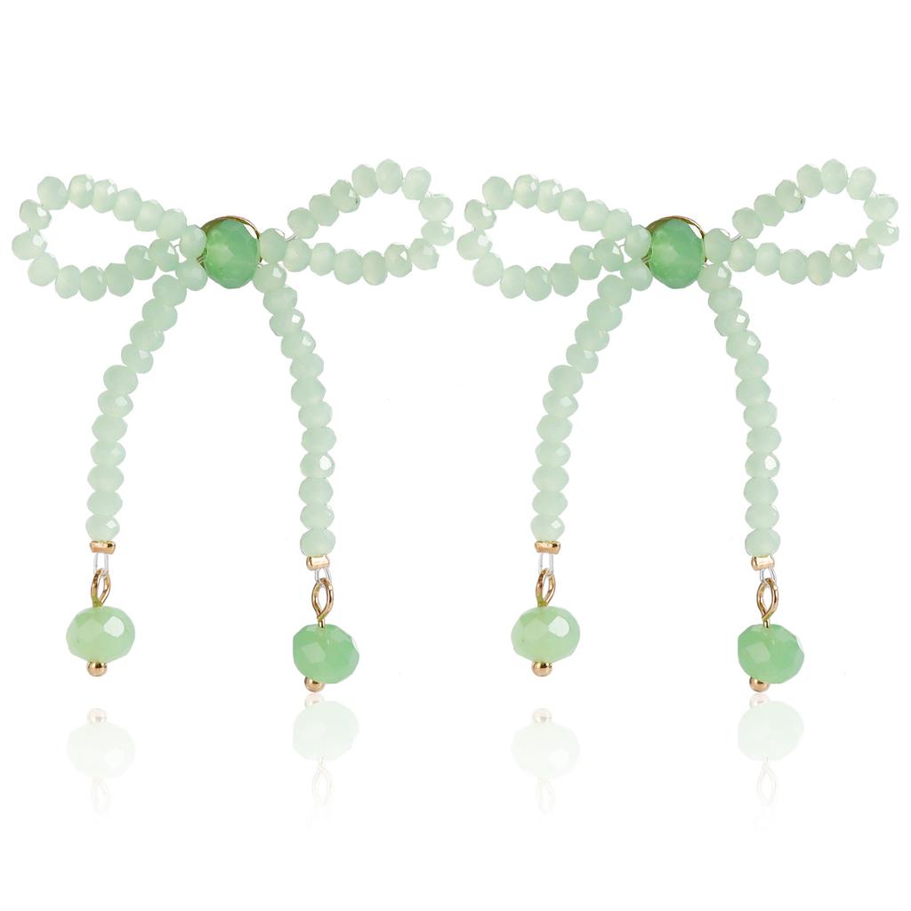 Cross-Border Jewelry, Retro Imitation Pearl Bow Floral Hand-Woven Earrings Internet Celebrities Popular Earrings Women