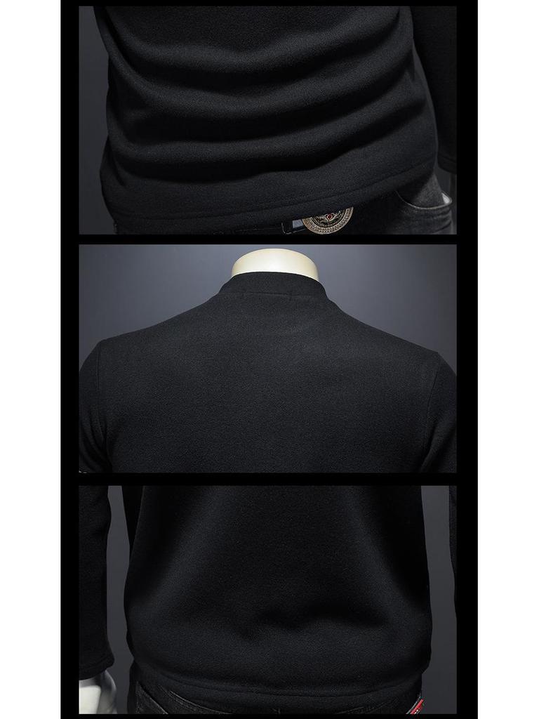 European Station 2025 Autumn/Winter Men's Wool Semi-High Neck Embroidered Sweater - Light Luxury Casual Trend