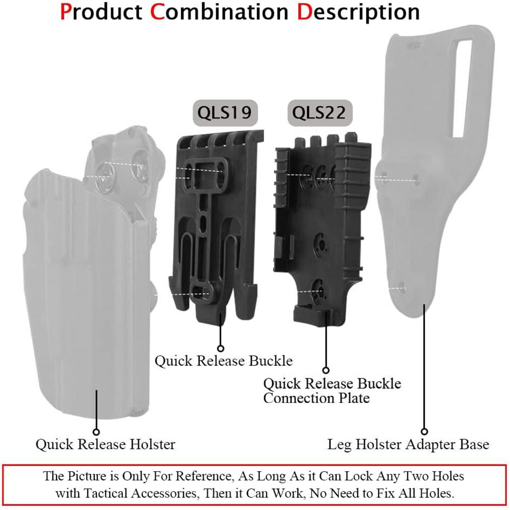 Kit Tactic QLS Sistem de Blocare Rapidă Atașament Platformă Buclă Curea Mid Ride pentru Toc de Serviciu cu Placă Receptor Furcă de Blocare
