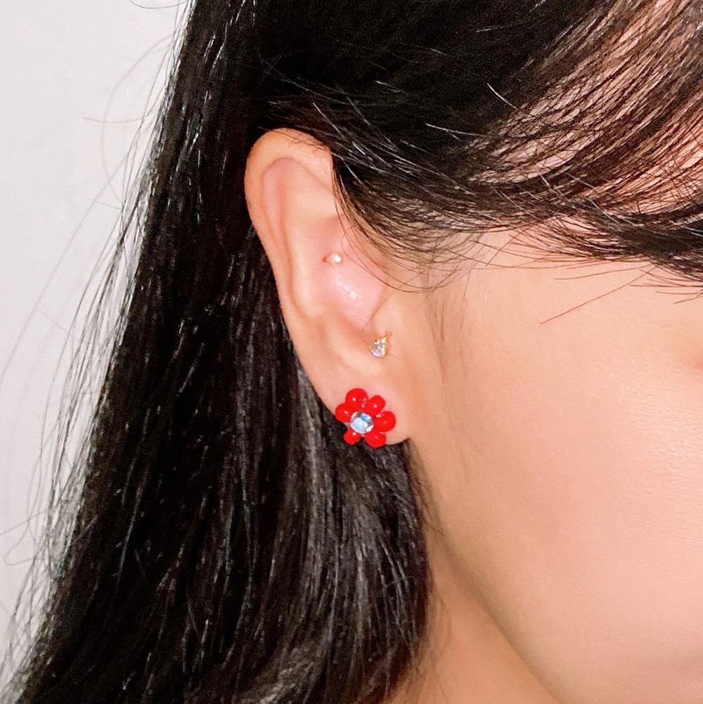 Love Or Not Red Bell Flower Beads Earring