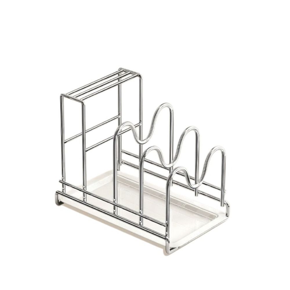 Stainless Steel Kitchen Storage Rack M-Shaped Slots Cutting Board Rack Kitchen Countertop