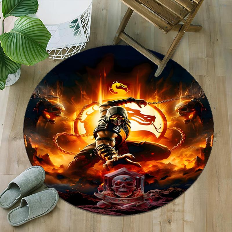1pc Mortal Kombat4 Print Round Carpet Chair Round Carpet Suitable for Bedroom Living Room Home Decorative Carpet