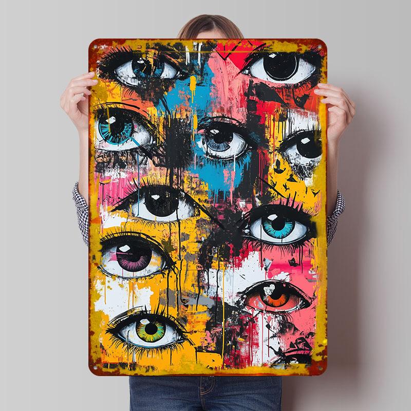 

Abstract Eye Painting Printed Poster Customized Wall Art Retro Vintage Metal Tin Signs for Decoration Living Room Decor Men Home 20x30cm（7.8x11.8inch）