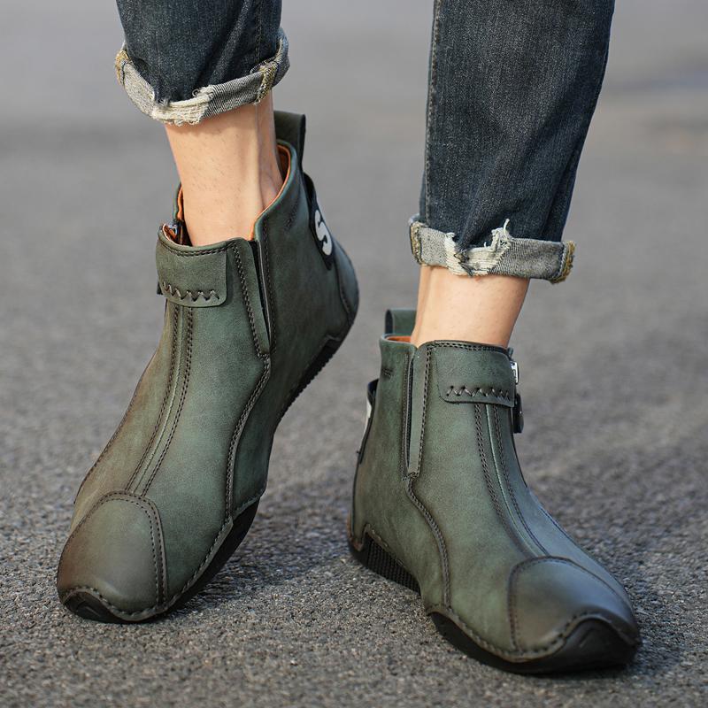 Brand Winter Plush Men's Boots Waterproof Leather Men Snow Boots Outdoor Zipper Ankle Boots Casual Men's Shoes