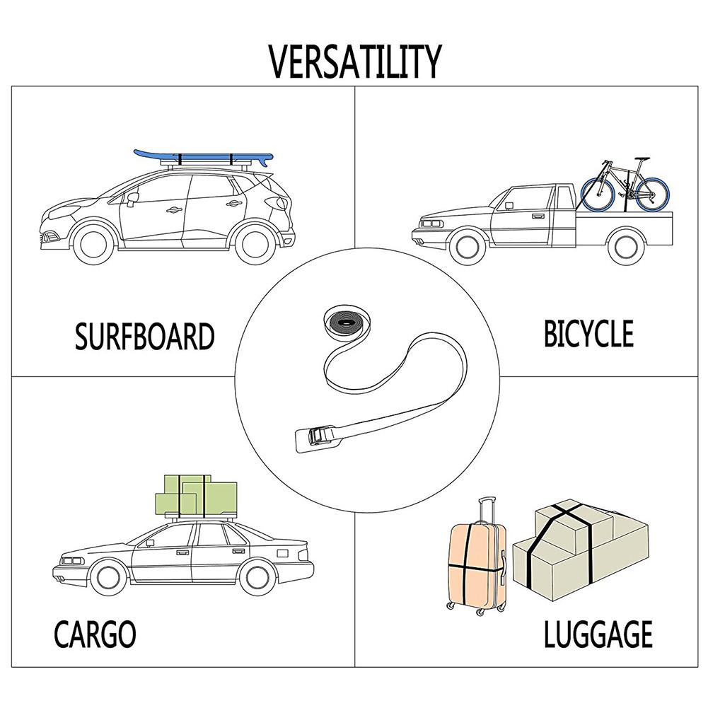 16Ft/4.8m Lashing Strap Tie Down Straps Universal Cargo Tie-Down Strap For Mounted Cargo Kayak Carrier Luggage Car Accessories
