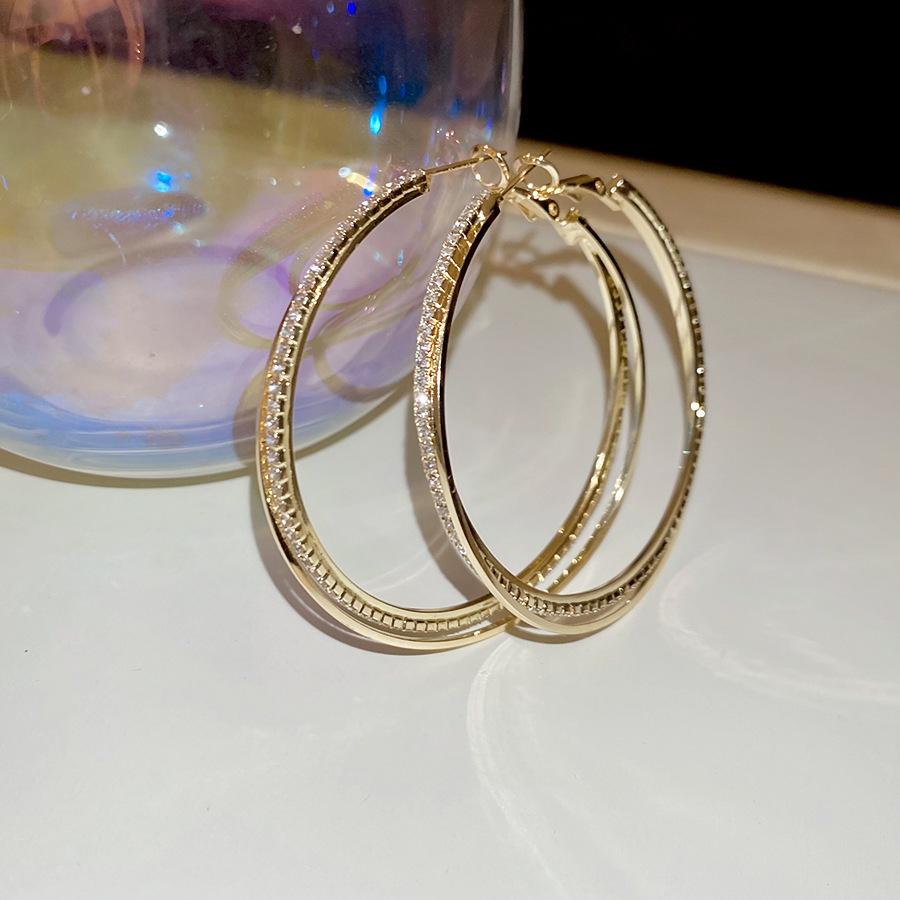 Gold French Simple Round Plain Ring Earrings Light Luxury Earrings Hong Kong Style Earrings