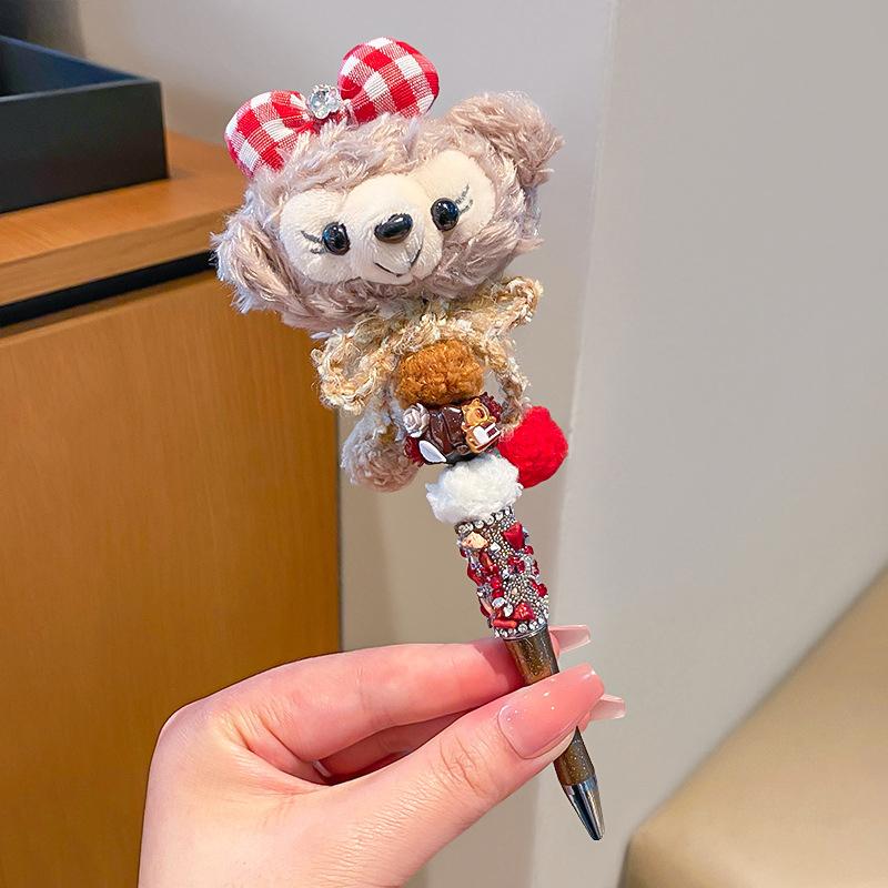 Kawaii Cartoon Pen Cute Bead String Pen  Flash Diamond Rotating Neutral Pen Writing Smooth Ballpoint Pen Birthday Gift