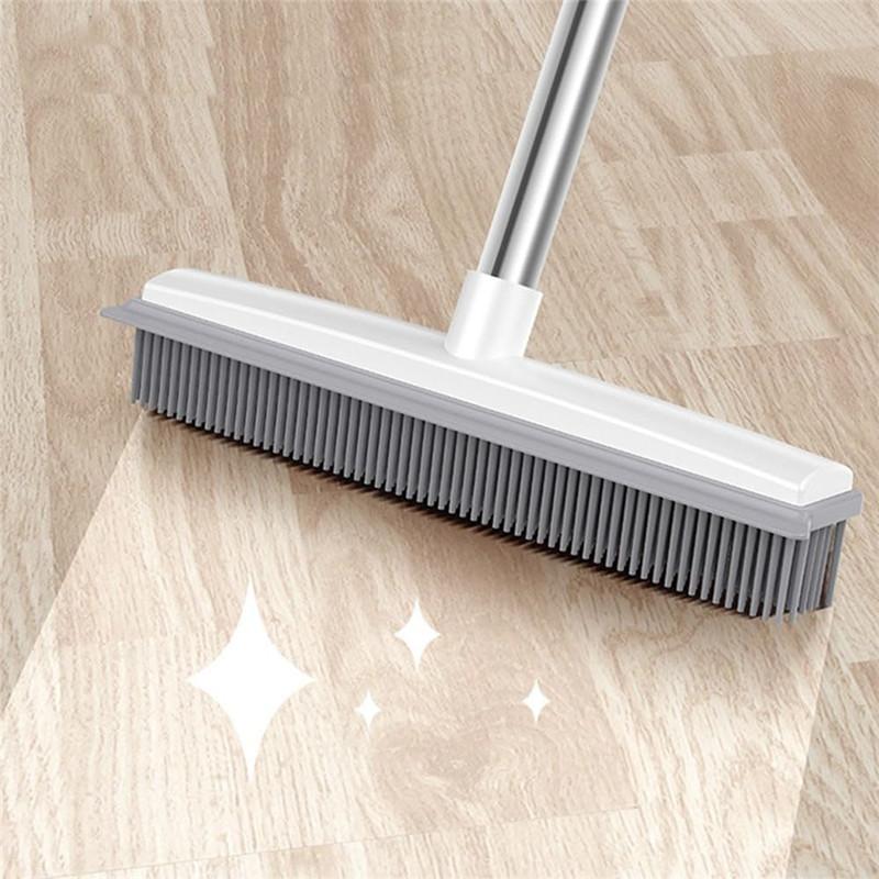 2 In1 Rubber Broom Brush Pet Hair Remover Bristle Carpet Cleaning Broom Sweeping