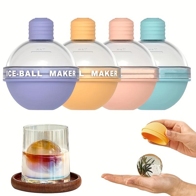 Food-Safe 2.5-Inch Sphere Silicone Ice Ball Maker - 4-Pack Tray for Whiskey, Cocktails, Kitchen Gadgets - No Power Needed