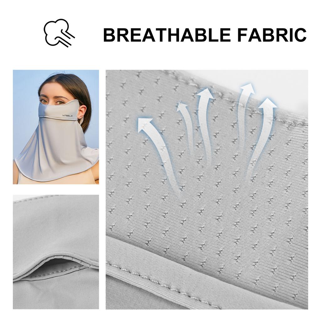 WRELS Ice Silk Sunscreen Face Shield Neck Guard Female Sunshade Breathable Face Eye Corner Outdoor Travel Driving UV Protection