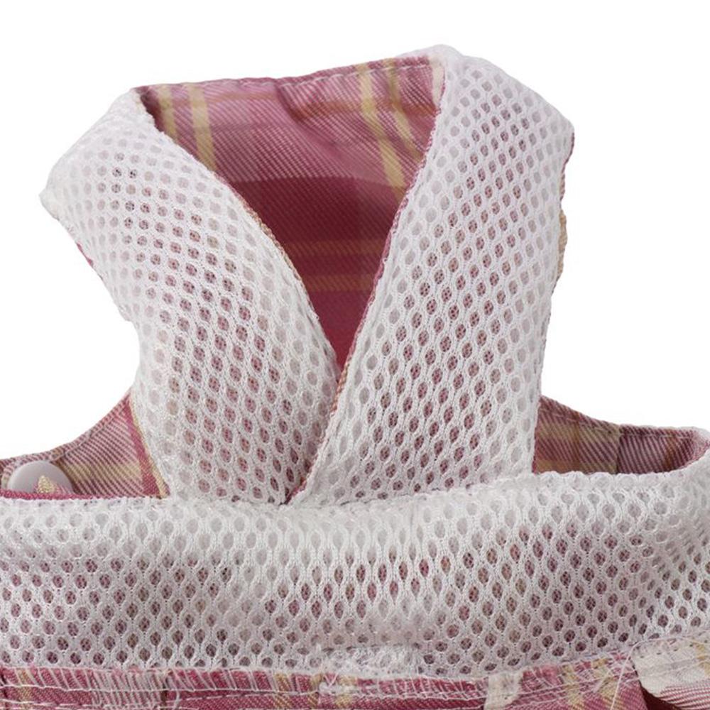 Lattice Dog Dress Dark Pink Pet Clothes for Small Girl Dogs Cats Harness and Leash Set