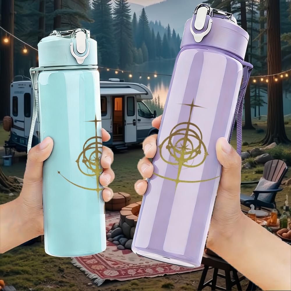 1PC Cross Circle Minimalist Line Art Print 750ml Portable Sports Water Bottle Leakproof Gym Outdoor Travel Drink Cup