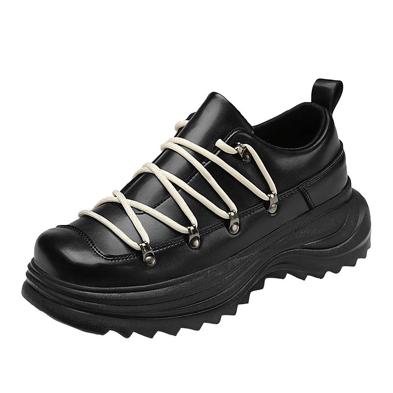 Thick Soled Trendy Fashion Designer Style Shoes Adolescents and Adults Leather Shoes Height Increasing Casual Outdoors Shoes Men