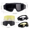 FOCUHUNTER Tactical Goggles, Sports Glasses, 3-Color Lens Set, Easy Lens Interchange, Adjustable Length, Impact Resistant, Breathable, Windproof, Dust