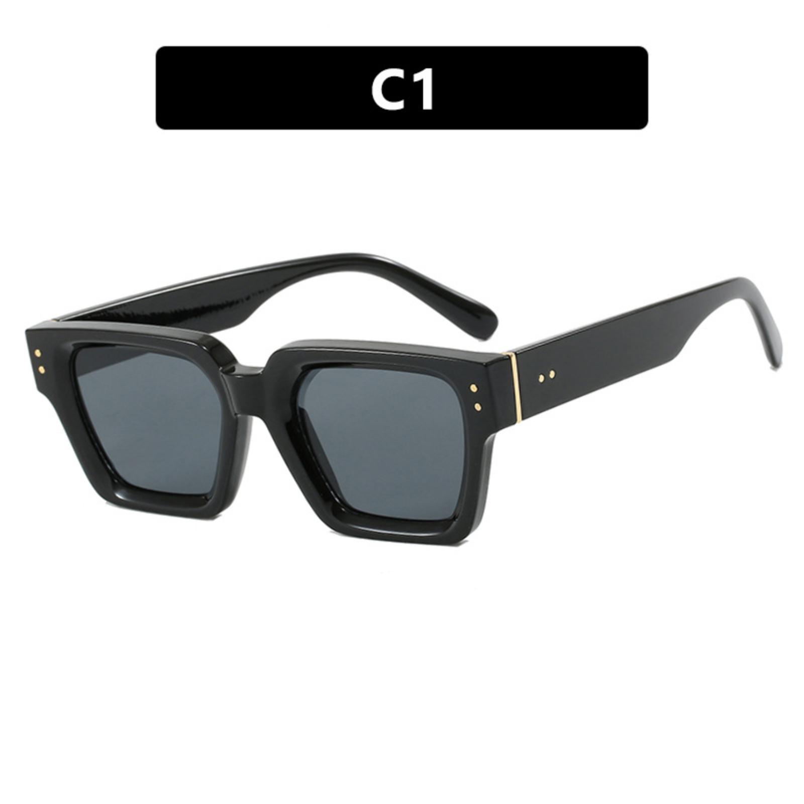 

European & American- Square Retro Sunglasses With Metal Frames High-End Minimalist Fashion Sunglasses For Natural Beauty One Size чорний